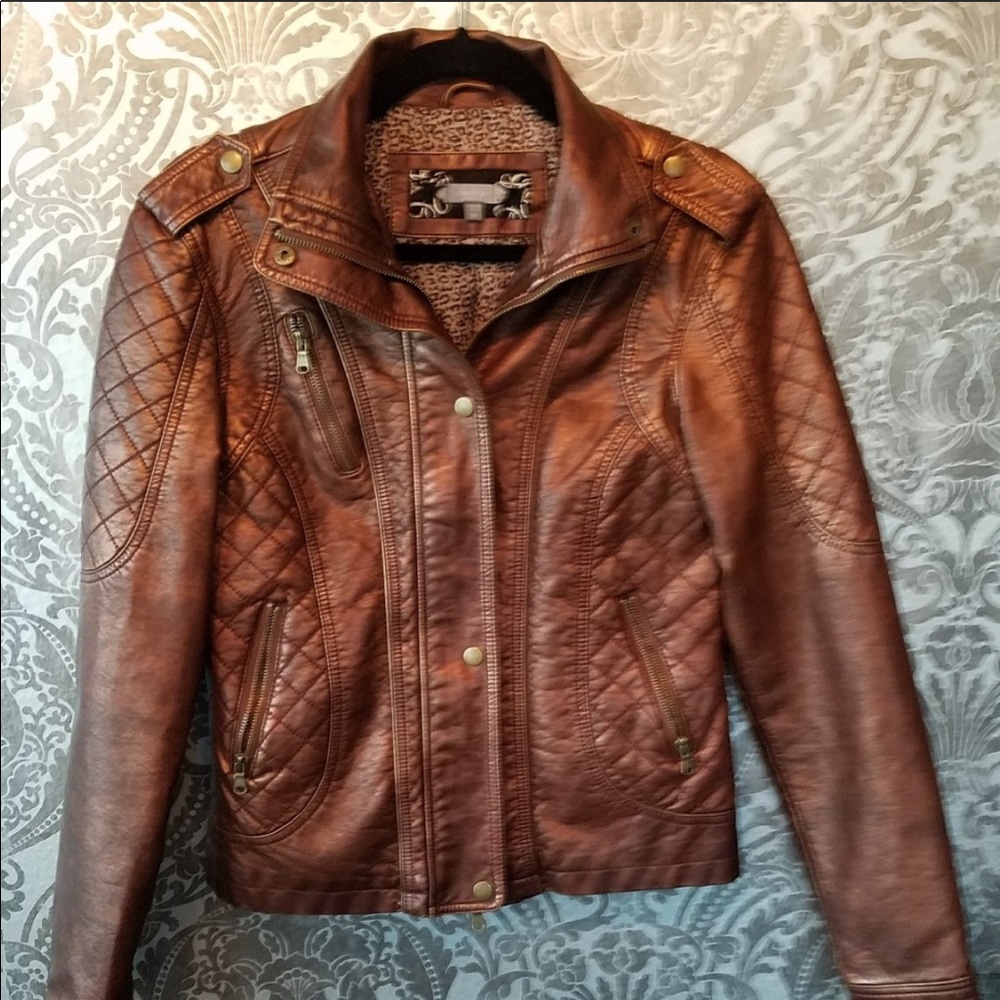 Bronze Faux Leather Jacket